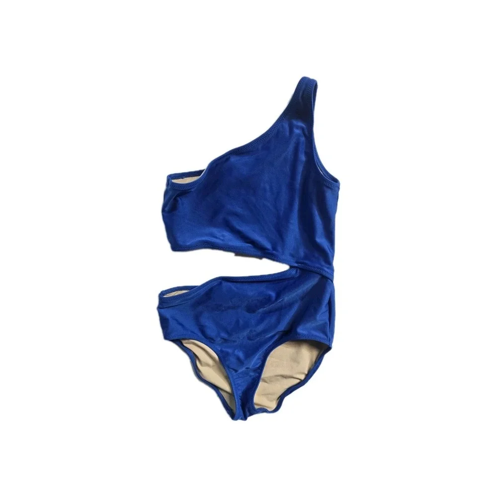 Crewcuts‎ Girls One Piece Swimming Suit 8 Blue One Shoulder